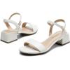 DREAM PAIRS Women’s Low Heels for Women Classic Open Toe Ankle Strap Block Chunky Heel Sandals Holiday Party Wedding Dress Pumps Shoes(White-pu)