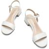 DREAM PAIRS Women’s Low Heels for Women Classic Open Toe Ankle Strap Block Chunky Heel Sandals Holiday Party Wedding Dress Pumps Shoes(White-pu)