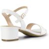 DREAM PAIRS Women’s Low Heels for Women Classic Open Toe Ankle Strap Block Chunky Heel Sandals Holiday Party Wedding Dress Pumps Shoes(White-pu-1)