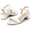 DREAM PAIRS Women’s Low Heels for Women Classic Open Toe Ankle Strap Block Chunky Heel Sandals Holiday Party Wedding Dress Pumps Shoes(White-pu-1)