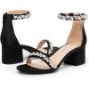 DREAM PAIRS Womens Low-Chunk Low Heel Pump Sandal(Black-satin)