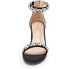 DREAM PAIRS Womens Low-Chunk Low Heel Pump Sandal(Black-satin)