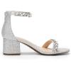 DREAM PAIRS Womens Low-Chunk Low Heel Pump Sandal(Silver-glitter)
