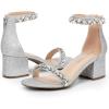DREAM PAIRS Womens Low-Chunk Low Heel Pump Sandal(Silver-glitter)