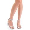 DREAM PAIRS Womens Low-Chunk Low Heel Pump Sandal(Silver-glitter)