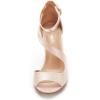 DREAM PAIRS Women’s NILE Fashion Stilettos Open Toe Pump Heel Sandals(Champagne Satin)