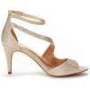 DREAM PAIRS Women’s NILE Fashion Stilettos Open Toe Pump Heel Sandals(Gold Glitter)