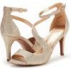 DREAM PAIRS Women’s NILE Fashion Stilettos Open Toe Pump Heel Sandals(Gold Glitter)