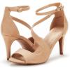 DREAM PAIRS Women’s NILE Fashion Stilettos Open Toe Pump Heel Sandals(Nude)