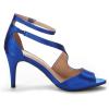 DREAM PAIRS Women’s NILE Fashion Stilettos Open Toe Pump Heel Sandals(Royal Blue Satin)