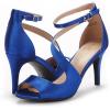 DREAM PAIRS Women’s NILE Fashion Stilettos Open Toe Pump Heel Sandals(Royal Blue Satin)