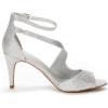 DREAM PAIRS Women’s NILE Fashion Stilettos Open Toe Pump Heel Sandals(Silver Glitter)