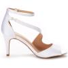 DREAM PAIRS Women’s NILE Fashion Stilettos Open Toe Pump Heel Sandals(White Satin)