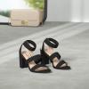 DREAM PAIRS Women’s Open Toe High Chunky Elastic Strap Dress Heel Sandals(Black)