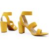 DREAM PAIRS Women’s Open Toe High Chunky Elastic Strap Dress Heel Sandals(Mustard/Yellow)