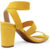 DREAM PAIRS Women’s Open Toe High Chunky Elastic Strap Dress Heel Sandals(Mustard/Yellow)