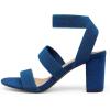 DREAM PAIRS Women’s Open Toe High Chunky Elastic Strap Dress Heel Sandals(Navy)