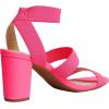 DREAM PAIRS Women’s Open Toe High Chunky Elastic Strap Dress Heel Sandals(Neon/Pink)