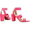 DREAM PAIRS Women’s Open Toe High Chunky Elastic Strap Dress Heel Sandals(Neon/Pink)