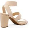 DREAM PAIRS Women’s Open Toe High Chunky Elastic Strap Dress Heel Sandals(Nude)