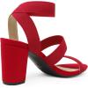 DREAM PAIRS Women’s Open Toe High Chunky Elastic Strap Dress Heel Sandals(Red)
