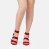 DREAM PAIRS Women’s Open Toe High Chunky Elastic Strap Dress Heel Sandals(Red)
