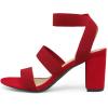 DREAM PAIRS Women’s Open Toe High Chunky Elastic Strap Dress Heel Sandals(Red)