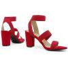 DREAM PAIRS Women’s Open Toe High Chunky Elastic Strap Dress Heel Sandals(Red)