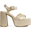 DREAM PAIRS Women’s Platform Chunky Heels Square Open Toe Ankle Strap High Heeled Sandals Y2K Shoes for Party Brunch(Gold-glitter)