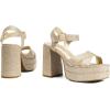 DREAM PAIRS Women’s Platform Chunky Heels Square Open Toe Ankle Strap High Heeled Sandals Y2K Shoes for Party Brunch(Gold-glitter)
