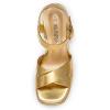 DREAM PAIRS Women’s Platform Chunky Heels Square Open Toe Ankle Strap High Heeled Sandals Y2K Shoes for Party Brunch(Gold-metallic)