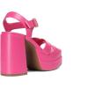 DREAM PAIRS Women’s Platform Chunky Heels Square Open Toe Ankle Strap High Heeled Sandals Y2K Shoes for Party Brunch(Hot Pink)
