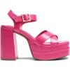DREAM PAIRS Women’s Platform Chunky Heels Square Open Toe Ankle Strap High Heeled Sandals Y2K Shoes for Party Brunch(Hot Pink)