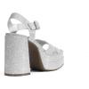 DREAM PAIRS Women’s Platform Chunky Heels Square Open Toe Ankle Strap High Heeled Sandals Y2K Shoes for Party Brunch(Silver-glitter)