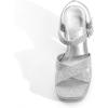 DREAM PAIRS Women’s Platform Chunky Heels Square Open Toe Ankle Strap High Heeled Sandals Y2K Shoes for Party Brunch(Silver-glitter)