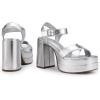 DREAM PAIRS Women’s Platform Chunky Heels Square Open Toe Ankle Strap High Heeled Sandals Y2K Shoes for Party Brunch(Silver-metallic)