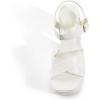 DREAM PAIRS Women’s Platform Chunky Heels Square Open Toe Ankle Strap High Heeled Sandals Y2K Shoes for Party Brunch(White)