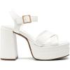 DREAM PAIRS Women’s Platform Chunky Heels Square Open Toe Ankle Strap High Heeled Sandals Y2K Shoes for Party Brunch(White)