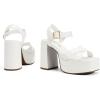 DREAM PAIRS Women’s Platform Chunky Heels Square Open Toe Ankle Strap High Heeled Sandals Y2K Shoes for Party Brunch(White)