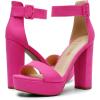 DREAM PAIRS Women’s Platform Heel Sandals, Open Toe Ankle Strap Heel Fashion Wedding Party Dress Sandals Shoes(Hot Pink-suede)