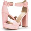 DREAM PAIRS Women’s Platform Heel Sandals, Open Toe Ankle Strap Heel Fashion Wedding Party Dress Sandals Shoes(Pink/Suede)