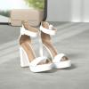 DREAM PAIRS Women’s Platform Heel Sandals, Open Toe Ankle Strap Heel Fashion Wedding Party Dress Sandals Shoes(White/Pu)