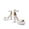 DREAM PAIRS Women’s Platform Heel Sandals, Open Toe Ankle Strap Heel Fashion Wedding Party Dress Sandals Shoes(White/Pu)