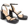 DREAM PAIRS Women’s Platform Strappy Heels Open Toe Ankle Strap Square Party Sandals Y2K Dress Shoes(Black)