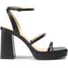 DREAM PAIRS Women’s Platform Strappy Heels Open Toe Ankle Strap Square Party Sandals Y2K Dress Shoes(Black)