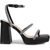 DREAM PAIRS Women’s Platform Strappy Heels Open Toe Ankle Strap Square Party Sandals Y2K Dress Shoes(Black-rhinestone)