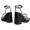 DREAM PAIRS Women’s Platform Strappy Heels Open Toe Ankle Strap Square Party Sandals Y2K Dress Shoes(Black-rhinestone)