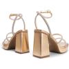 DREAM PAIRS Women’s Platform Strappy Heels Open Toe Ankle Strap Square Party Sandals Y2K Dress Shoes(Champagne-rhinestone)