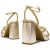 DREAM PAIRS Women’s Platform Strappy Heels Open Toe Ankle Strap Square Party Sandals Y2K Dress Shoes(Gold)