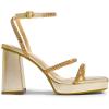 DREAM PAIRS Women’s Platform Strappy Heels Open Toe Ankle Strap Square Party Sandals Y2K Dress Shoes(Gold)